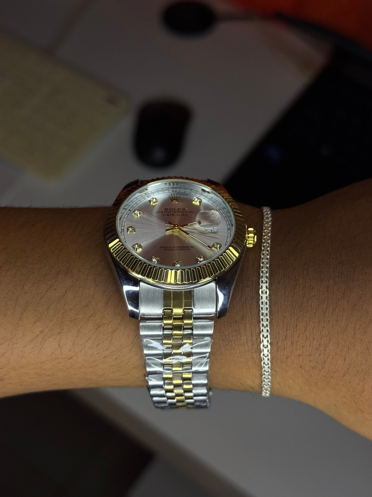 Rlx Diamond Bicolor Dorado Tablero Plateado